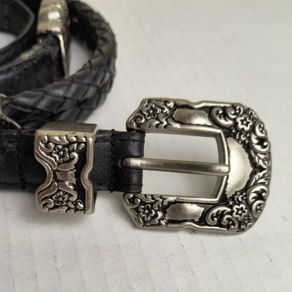 Woolrich Western Concho Black Braided Belt with Silver Buckle Size L - Picture 14 of 14